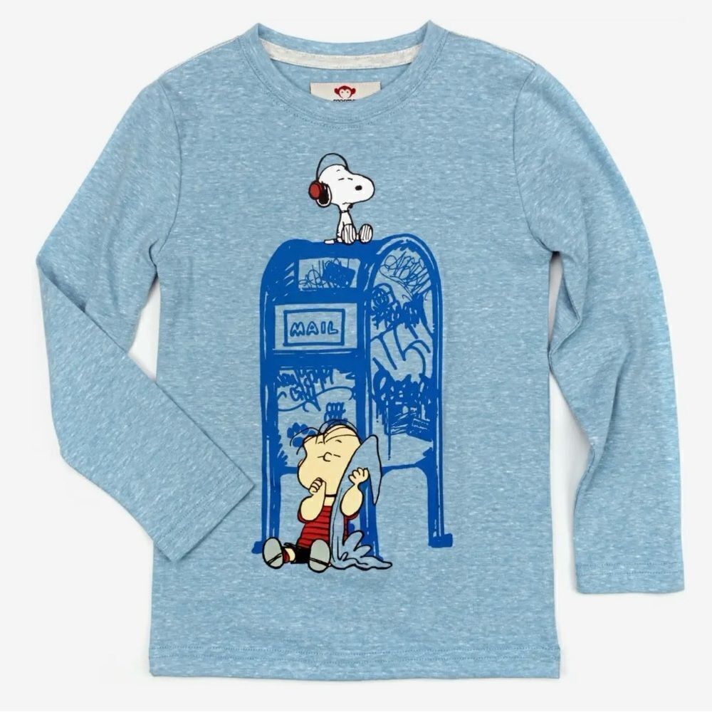 Appaman X Peanuts In The City Graphic Tee Light Blue Heather Size 6 NWT
